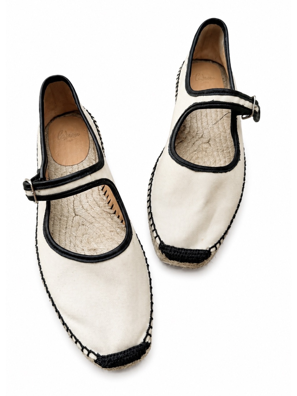 Castaner Padua Flat Espadrille Shoes Mary Jane Flats size 41 cream ivory black